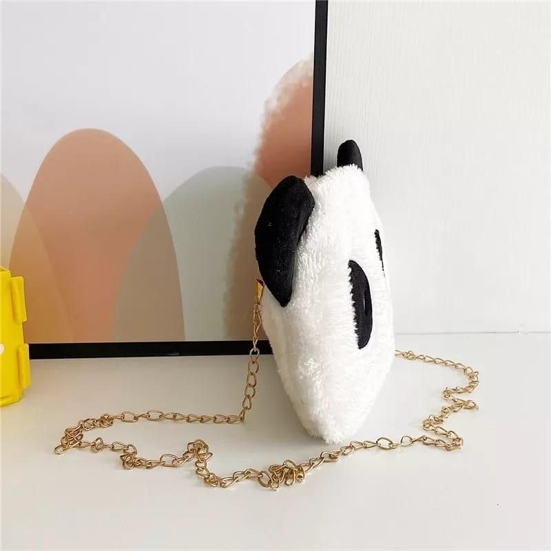 Tas Selempang Boneka Panda Bulu Rasfur Lembut Slingbag Anak Wanita Lucu Korean Style