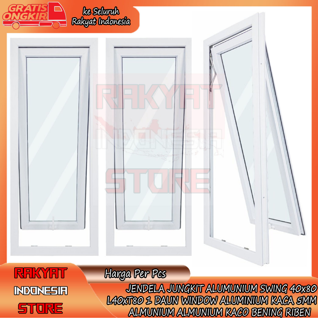 [Instant] Jendela Aluminium Jungkit Swing 40x80 L40xt80 1 Daun Window Single Alumunium 40 X 80 L40 X