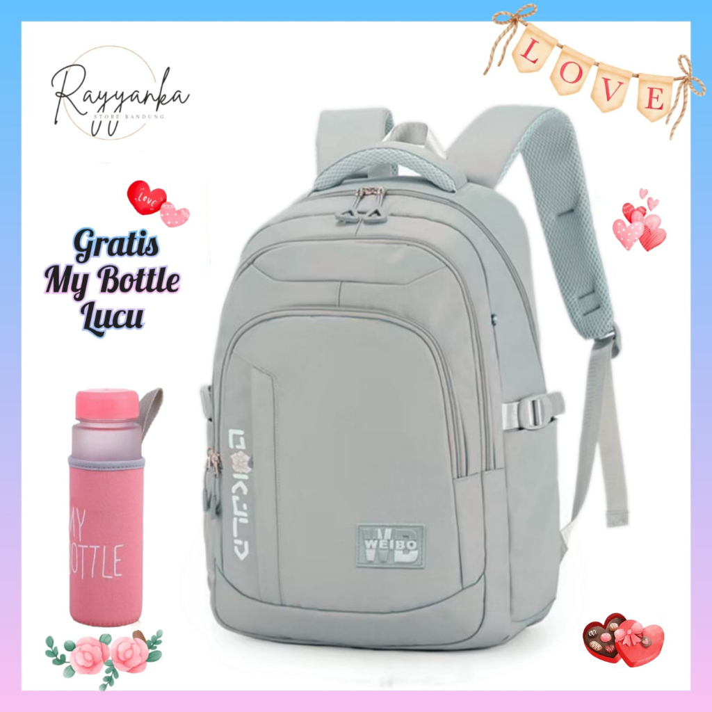 Tas Ransel Sekolah Anak Perempuan Sd Smp Model Wbsz04 Free Botol Minum Lucu