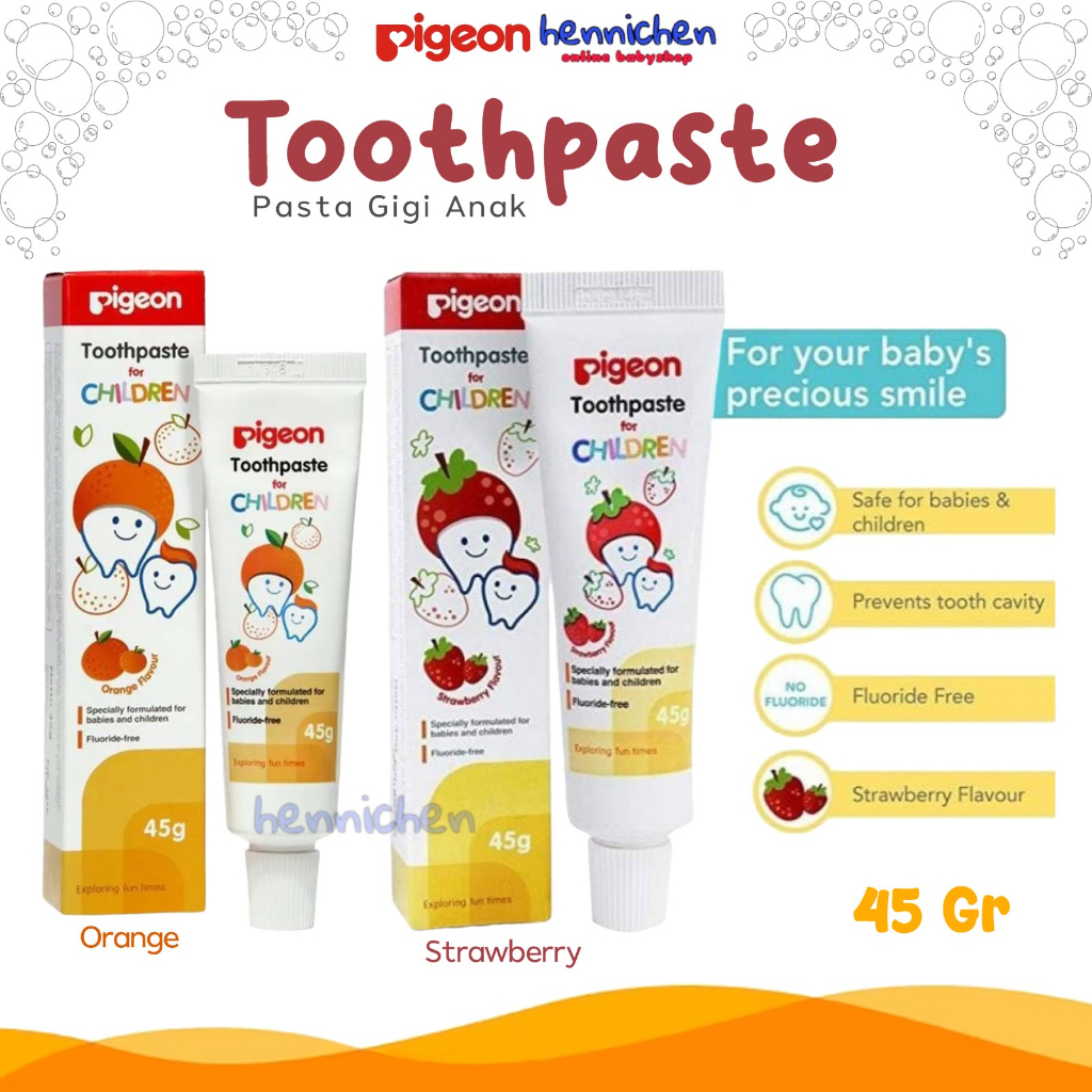 Pigeon Toothpaste 45 gr / Pasta Gigi Anak / Odol anak Strawberry Orange 45gr