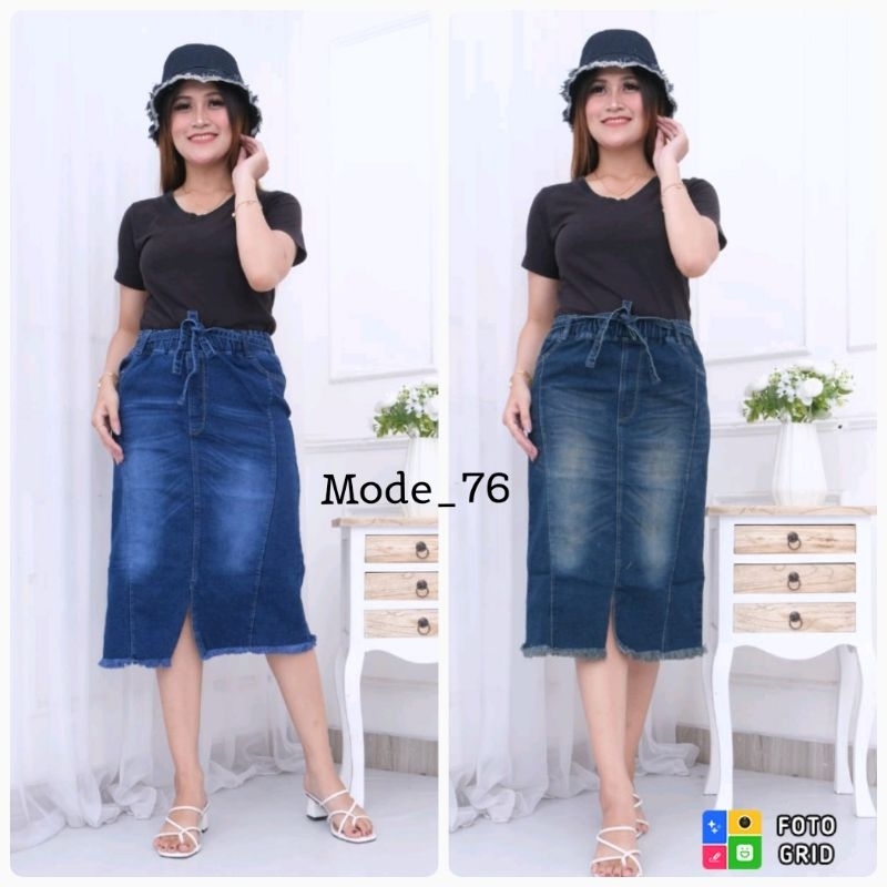 ROK JEANS ELSA 7/8 ROK JEANS WANITA TEBAL