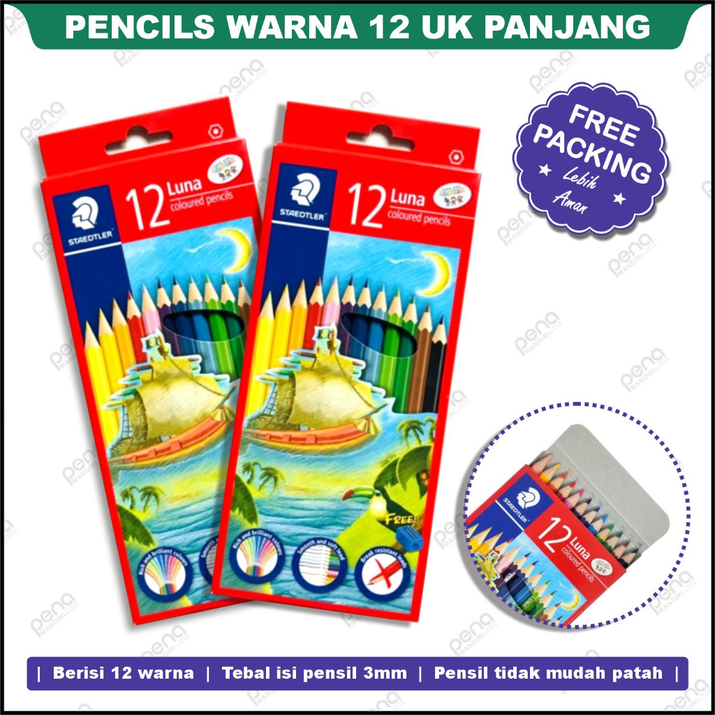 Pensil Warna : tipe 12 warna luna staedtler WATERCOLOUR