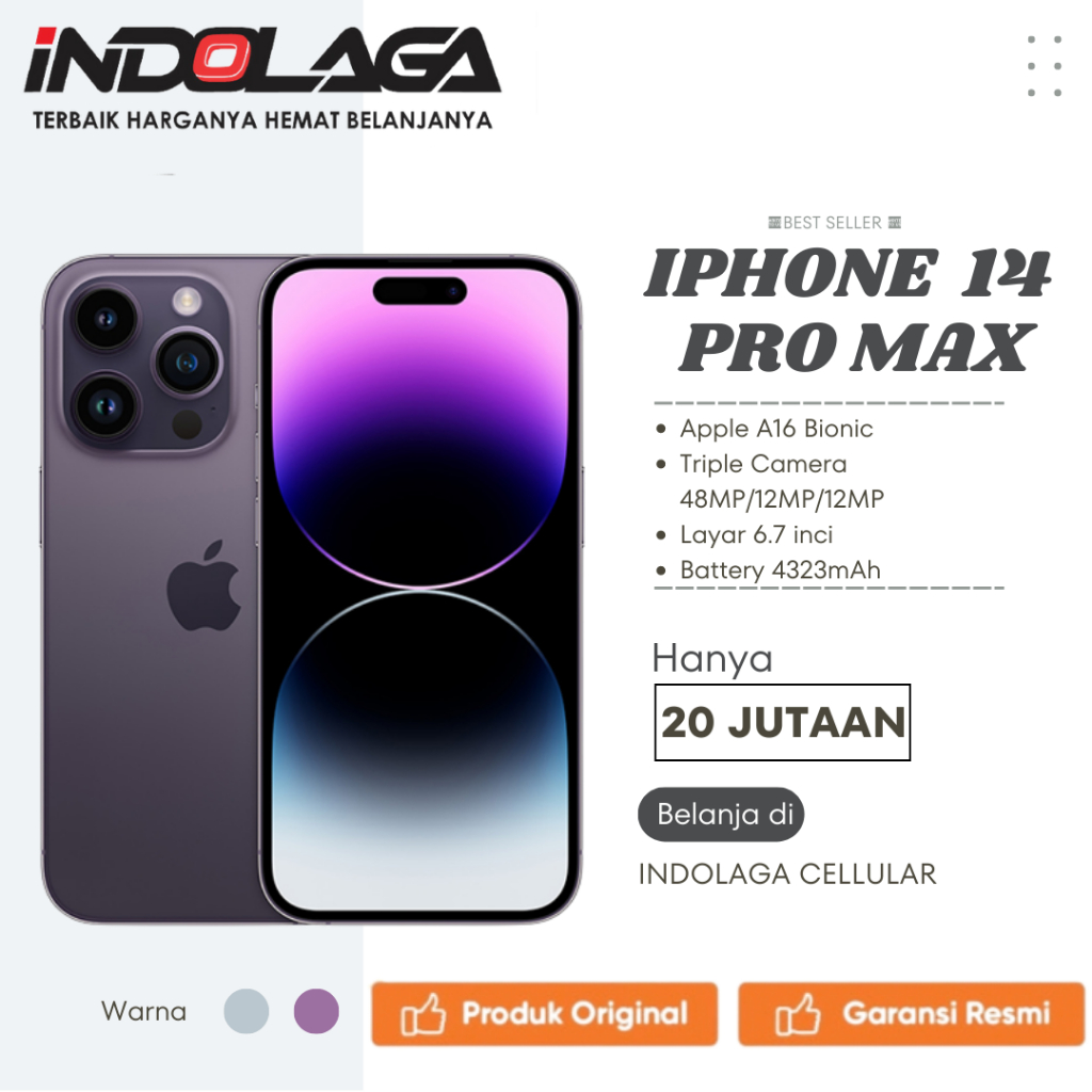 ❤ INDOLAGA ❤ Apple iPhone 14 Pro Max 128GB & 256GB Deep Purple