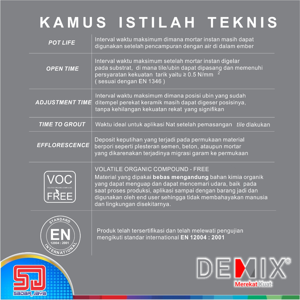 Semen Instan Demix E1 Pelapis Kedap Air 2 Komponen Mortar Instant Waterproof Kolam