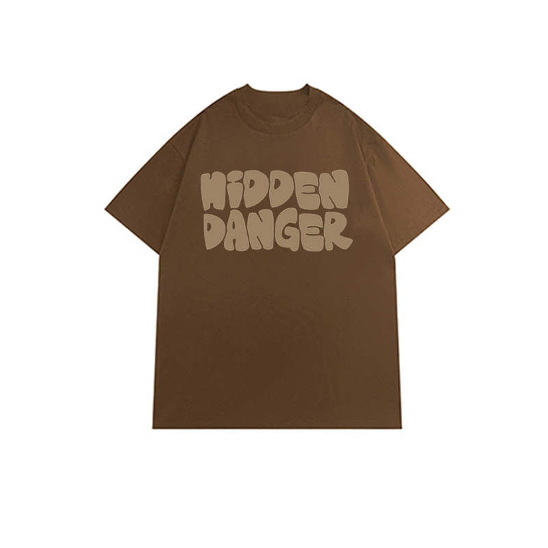 T-shirt Lengan Pendek Letter Pencetakan Longgar Korean Style /Baju Kaus Oversize Wanita/Baju coklat