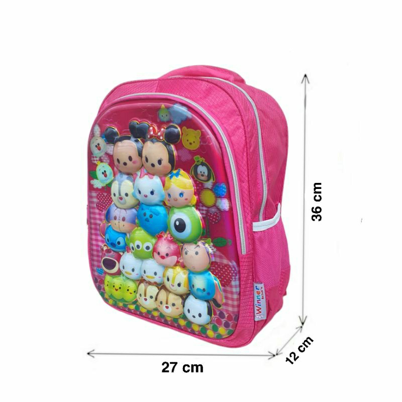 Tas Sekolah Anak Perempuan TK SD 14 inch Embos Tas Ransel Mickey Mouse  Tsum Tsum