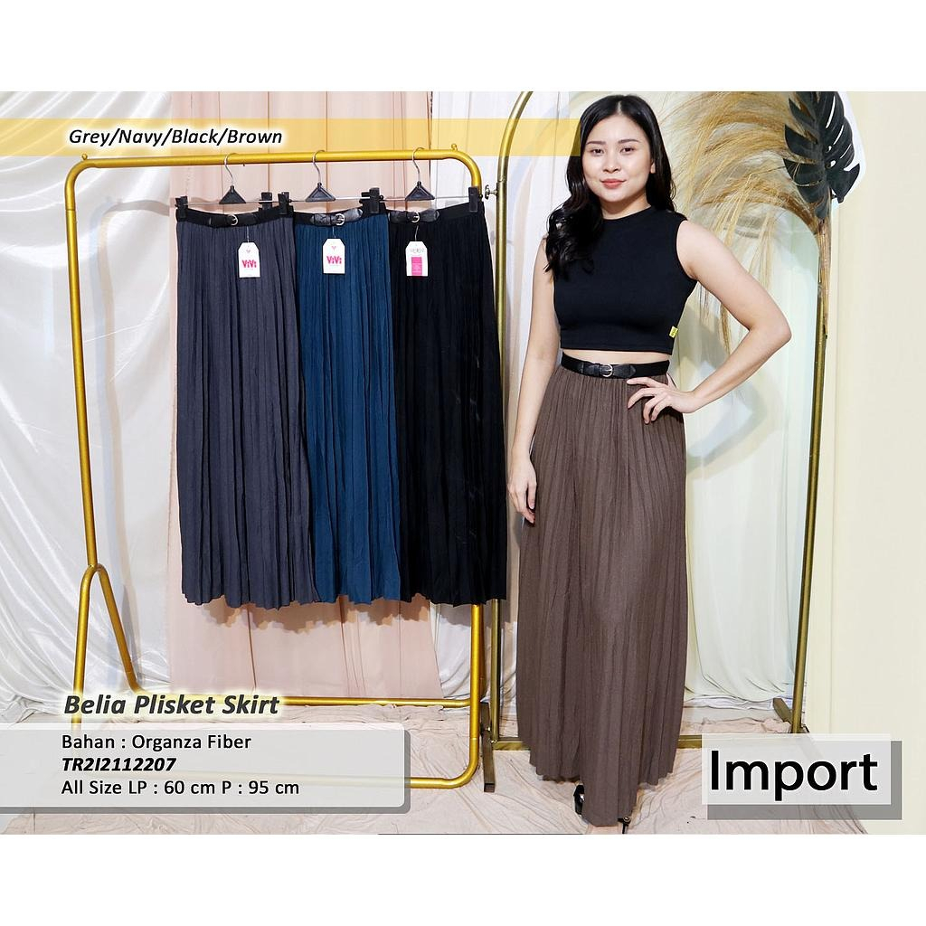 Belia Plisket Skirt / model rok korea / rok panjang / long skirt / rok berlipat