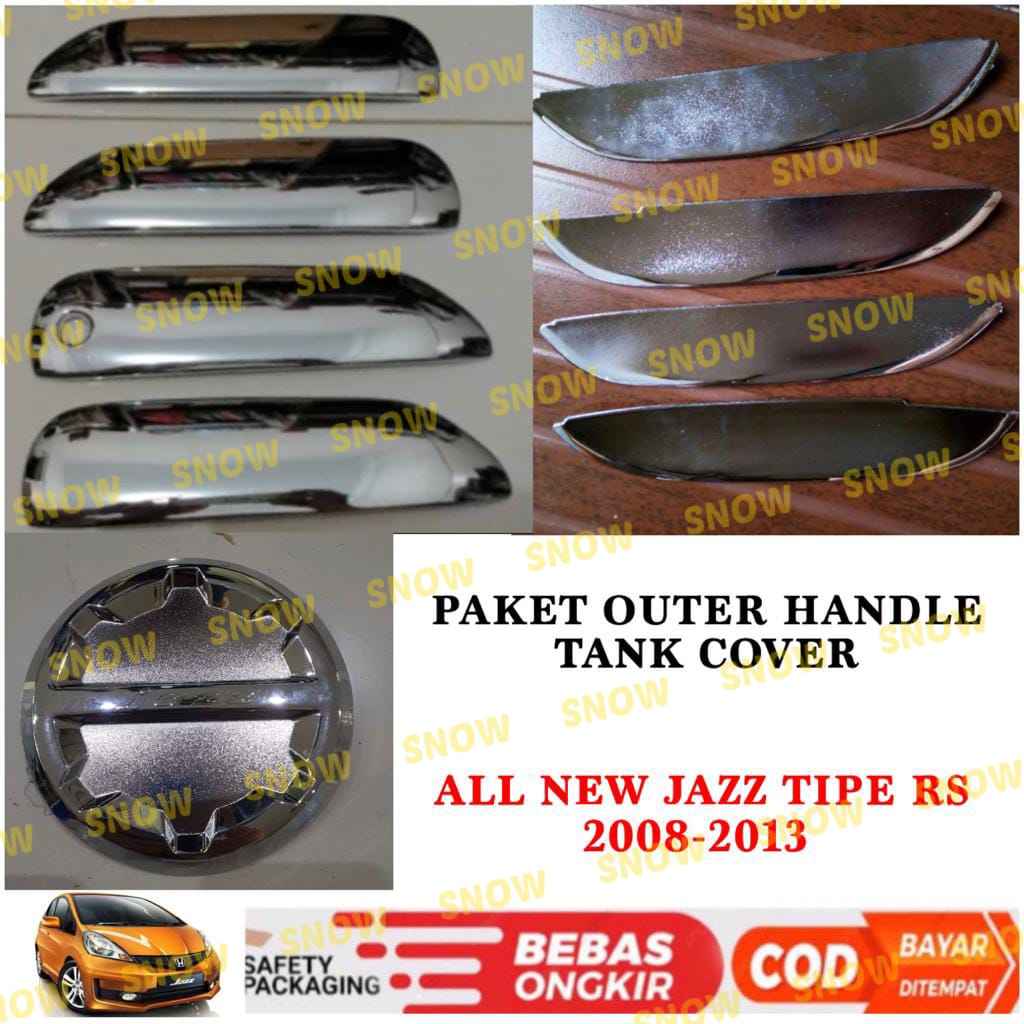Paket Outer Handle Tank Cover All New Jazz 2008 2011 2013 TIPE RS Hitam Chrome