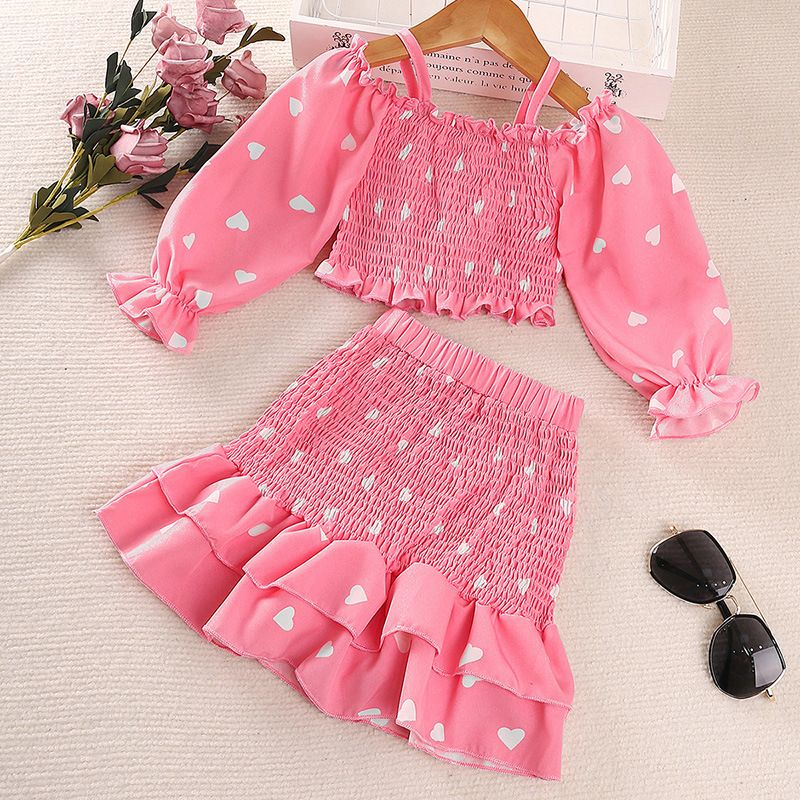 (LOLI-JKT) BS-423 SET BLOUSE ROK SABRINA TALI PINKLOVE SIZE 90-140