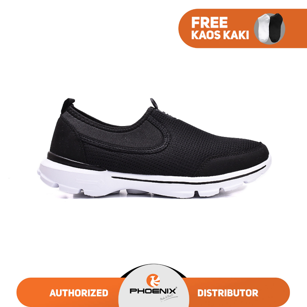 Phoenix Denzel Sepatu Slip On Pria - Black White