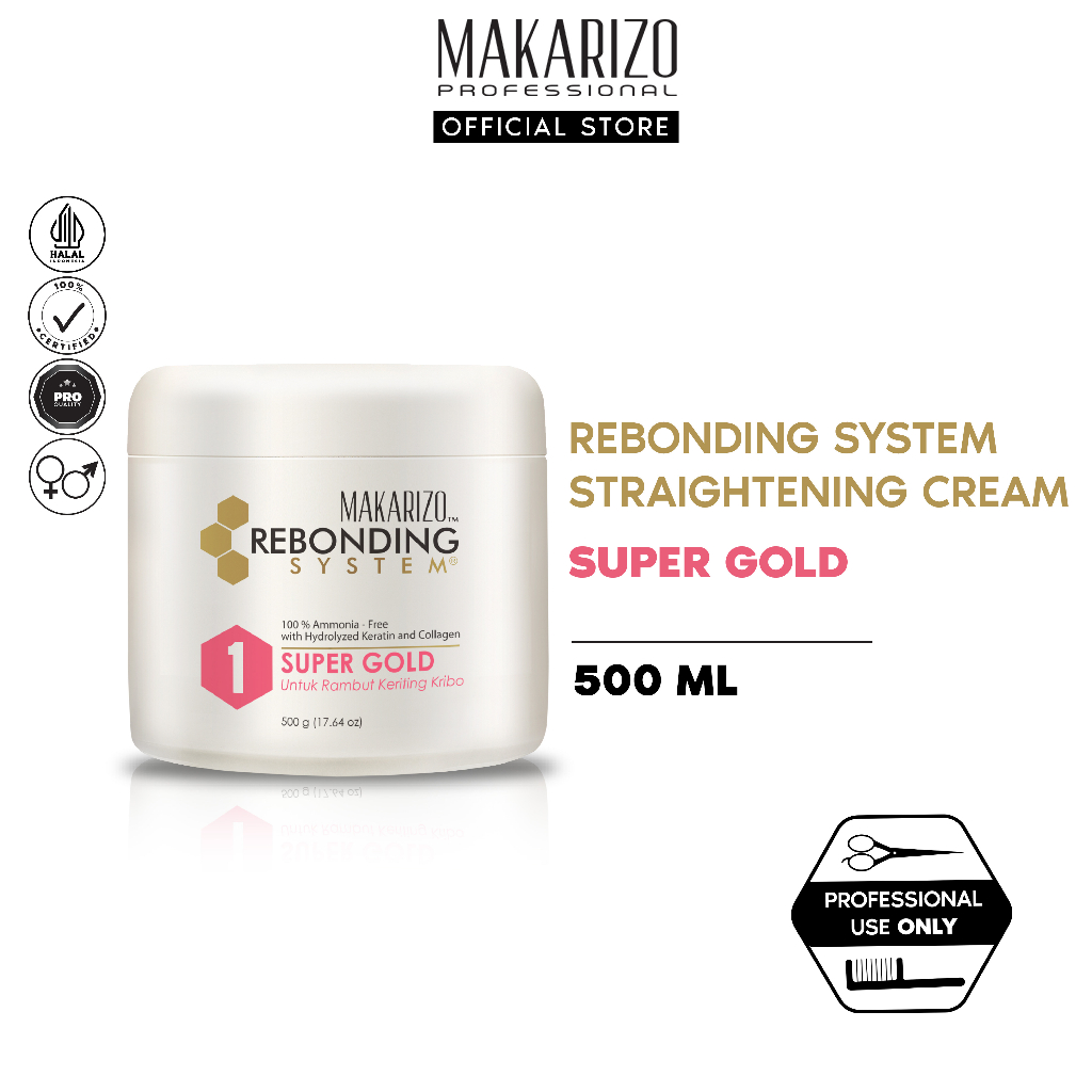 Makarizo Professional Rebonding System Straightening Cream Super Gold Pot 500 mL
