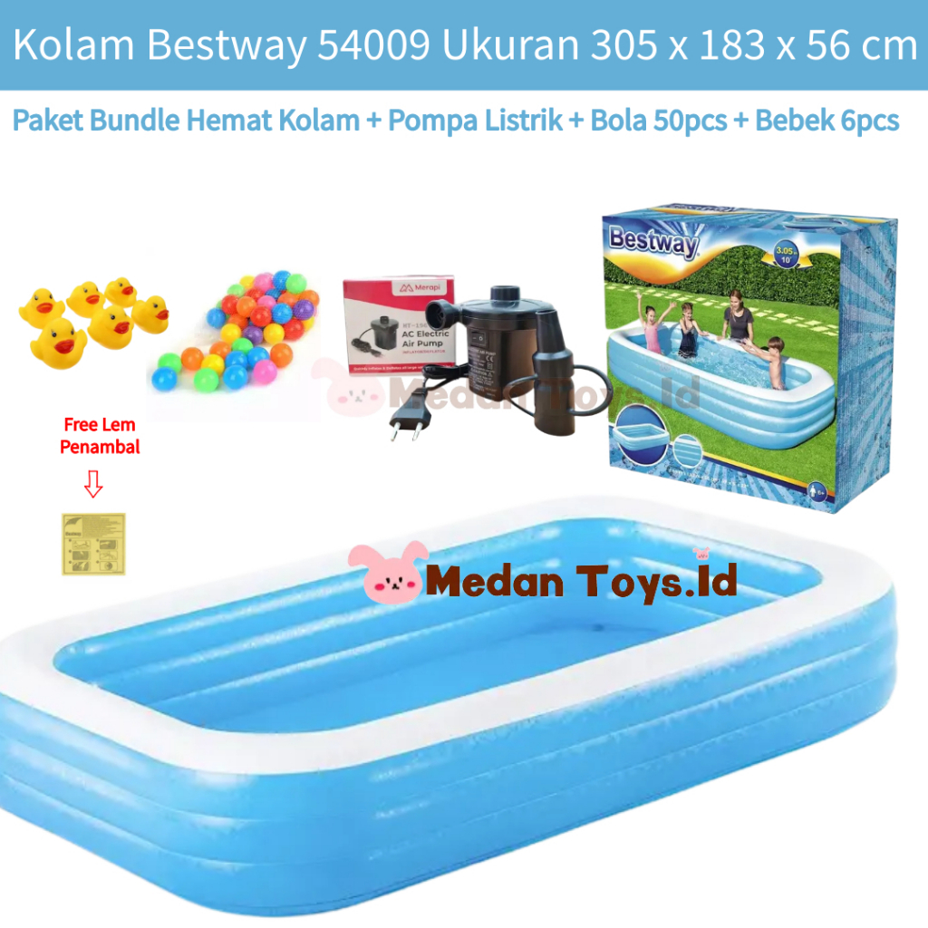 Medan Toys - Bestway 54009 Kolam Renang Karet Anak Jumbo 3ring Keluarga Besar 305cm