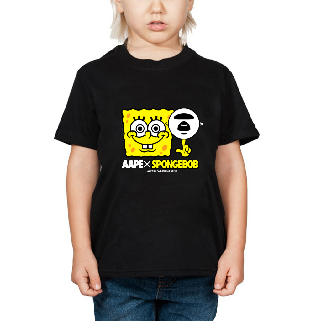 KAOS ANAK BAPE X SPONGEBOB / KAOS ANAK BAPE / KAOS ANAK SPONGEBOB