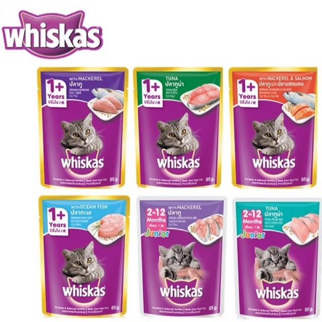 whiskas pouch 1 dus makanan basah 80gram