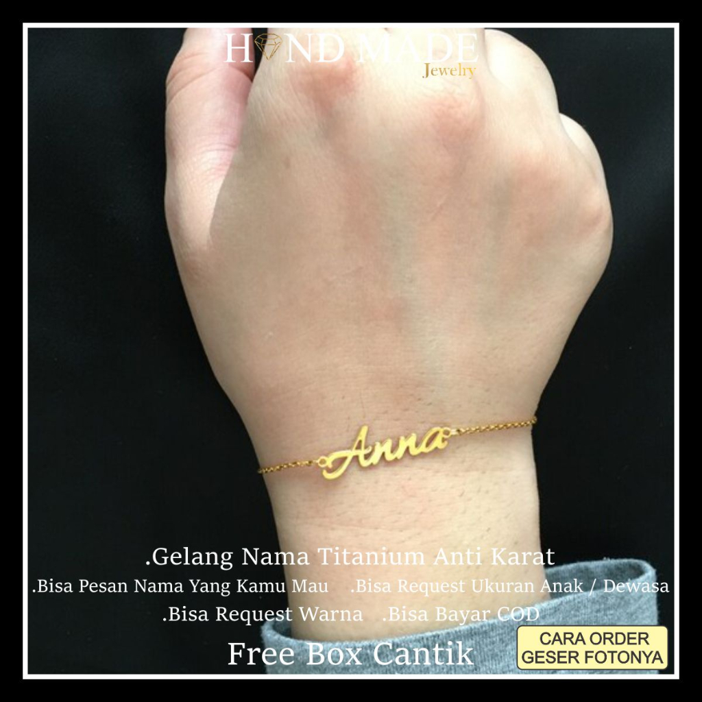 gelang nama titanium anti karat anak dewasa gelang titanium emas gelang titanium anti karat bracelet aksesoris fashion