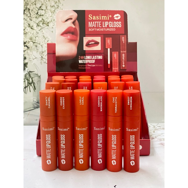 [12 pcs] LIPGLOSS MATTE SOFT MOISTURIZED SASIMI ITEM :S950 / Lip stick cair