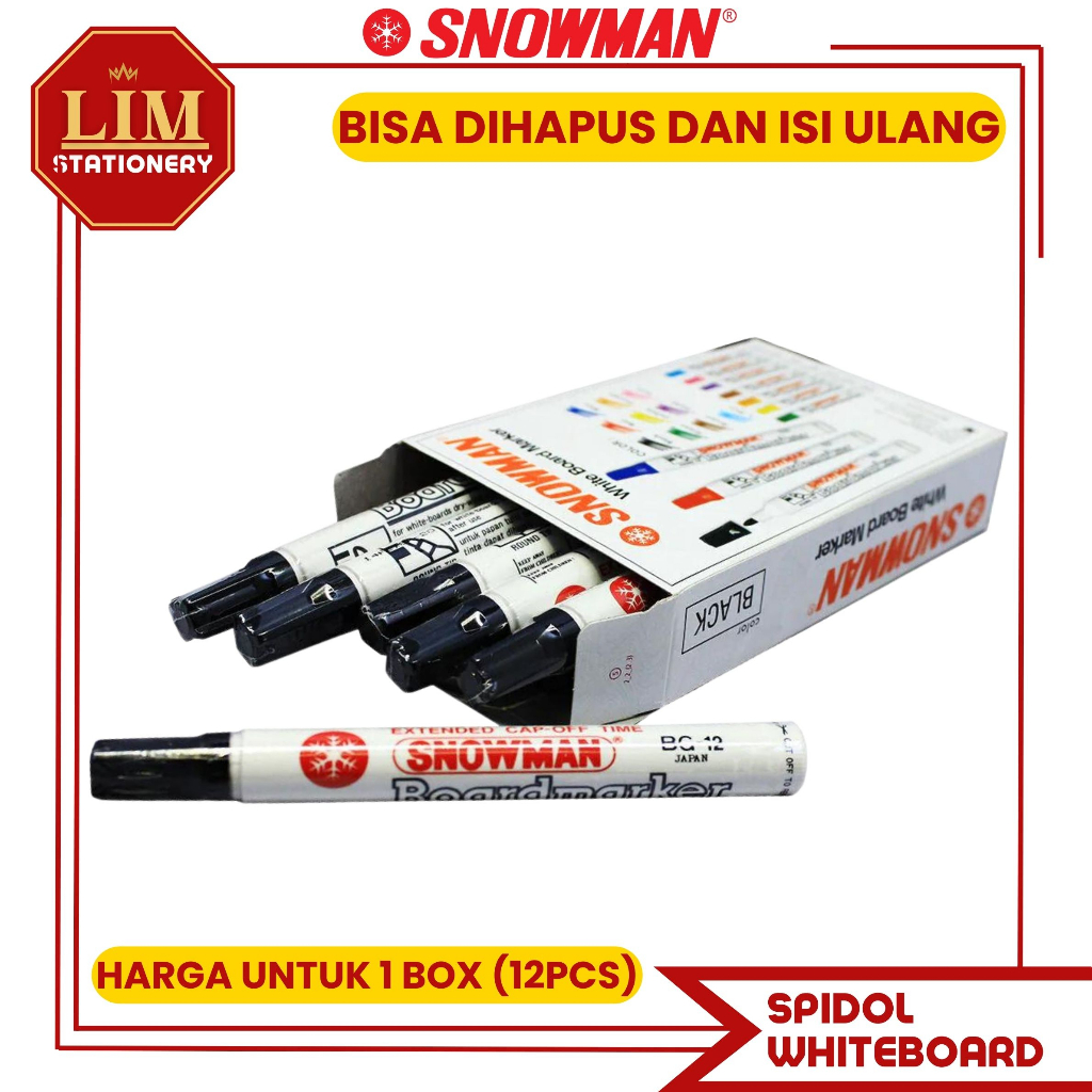 

Snowman Spidol Whiteboard BG-12 (12Pcs)