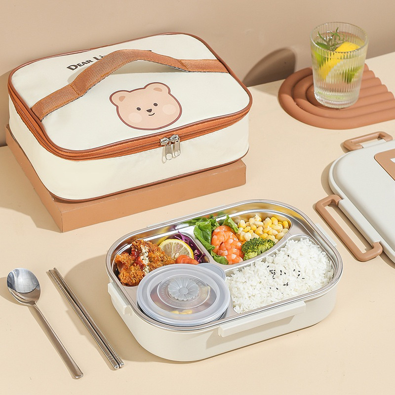 LITTLEDAISY | Lunch Box 304 Stainless /Bento Box + TAS BEKAL / Kotak Makan 4 Sekat 5 Sekat Gaya Jepang Tahan Panas Dan Anti Tumpah tempat makan