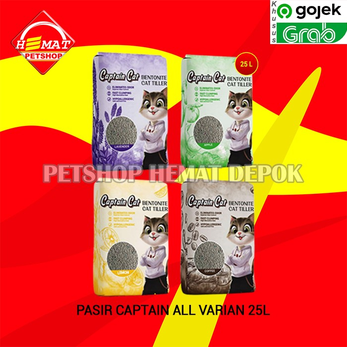 GOSEND Pasir Kucing Gumpal Wangi Captain Betonite 25 Litter