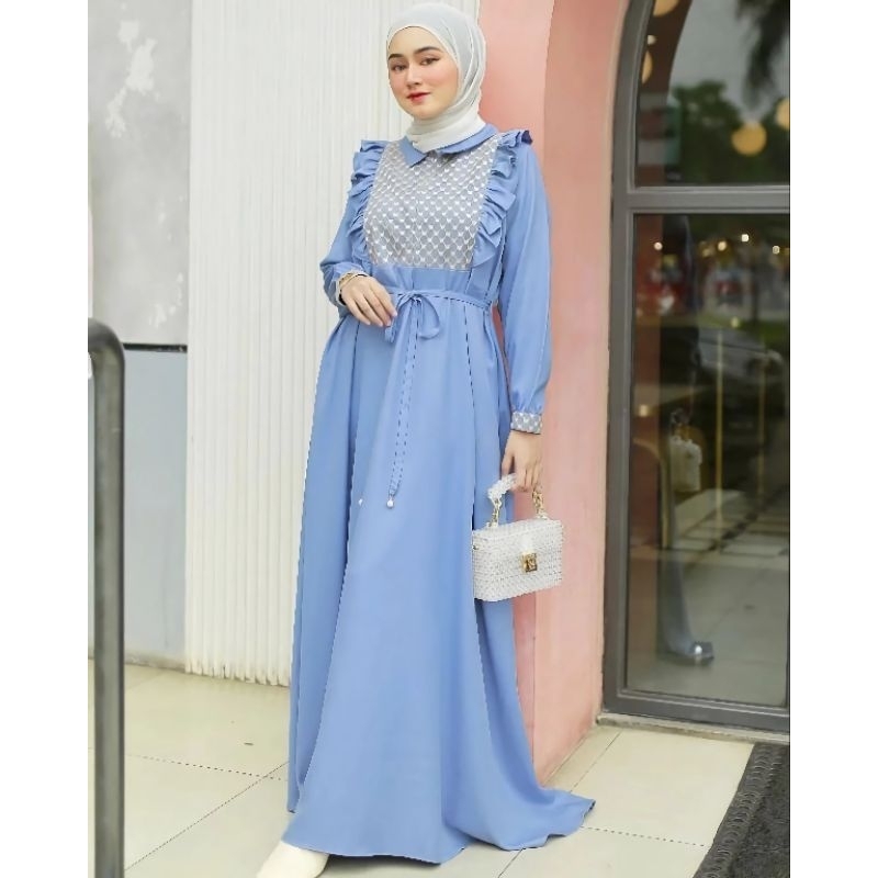 FALISHA DRESS CRINKLE AIRFLOW BUSUI FRIENDLY/GAMIS BRUKAT PREMIUM TERLARIS/FASHION WANITA MUSLIMAH 2023/GAMIS CRINKLE TERLARIS/FAR MOSLEMSTORE