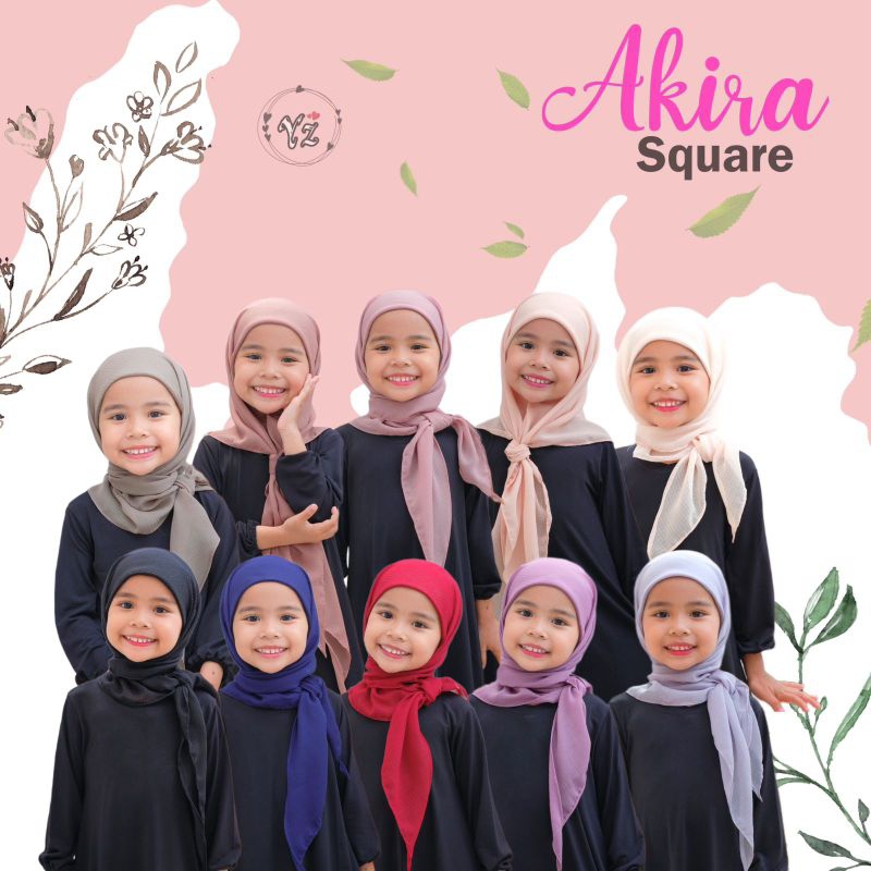 Akira square jilbab couple ibu dan anak | hijab segiempat instan | jilbab segiempat polos