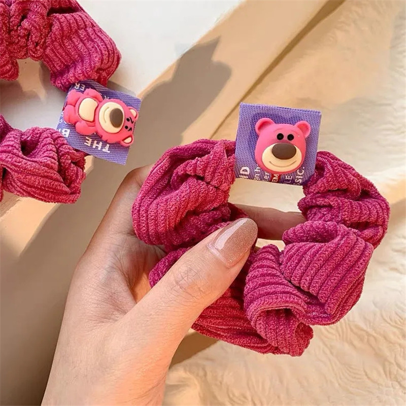 COD❤️Ikat Rambut Lotso Bear Lucu Korea Beruang Stroberi Tali Rambut Mewah Cuci Muka Wanita Hiasan Kepala Jepit Rambut