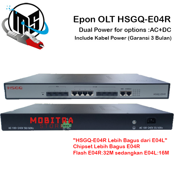 OLT HSGQ-E04R | OLT EPON 4PON 1G Uplink AC + DC | OLT 4 PON 1 G