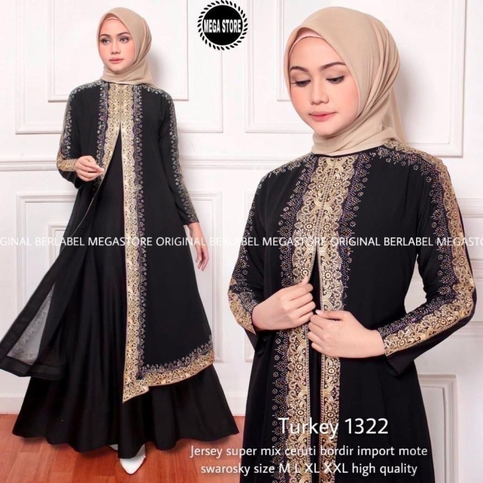 Gamis Abaya Turkey Abaya Hitam Turkey Bahan Jersey Premium Mix Ceruti