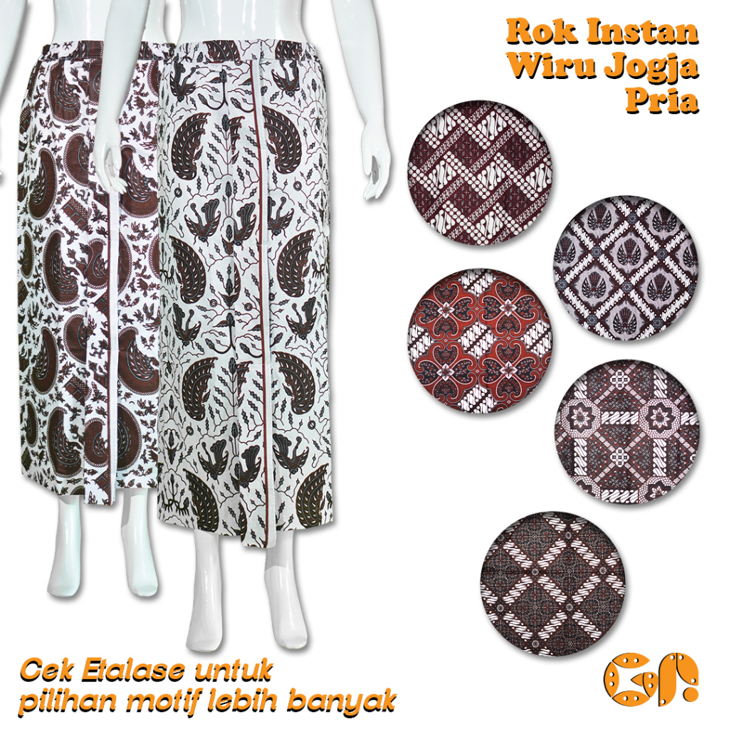 Rok Jarik Wiru Jogja Pria Dewasa Rok Instan Pakaian Adat Jawa Batik Motif Kotak