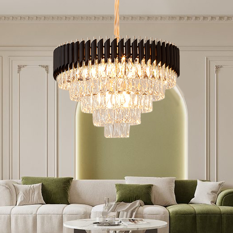 Lampu Gantung 60cm Kristal Chandelier Mewah Gold/Black Crystal Chandelier Gaya Nordik Minimalis Modern Lampu Ruang Tamu Hias Gantung