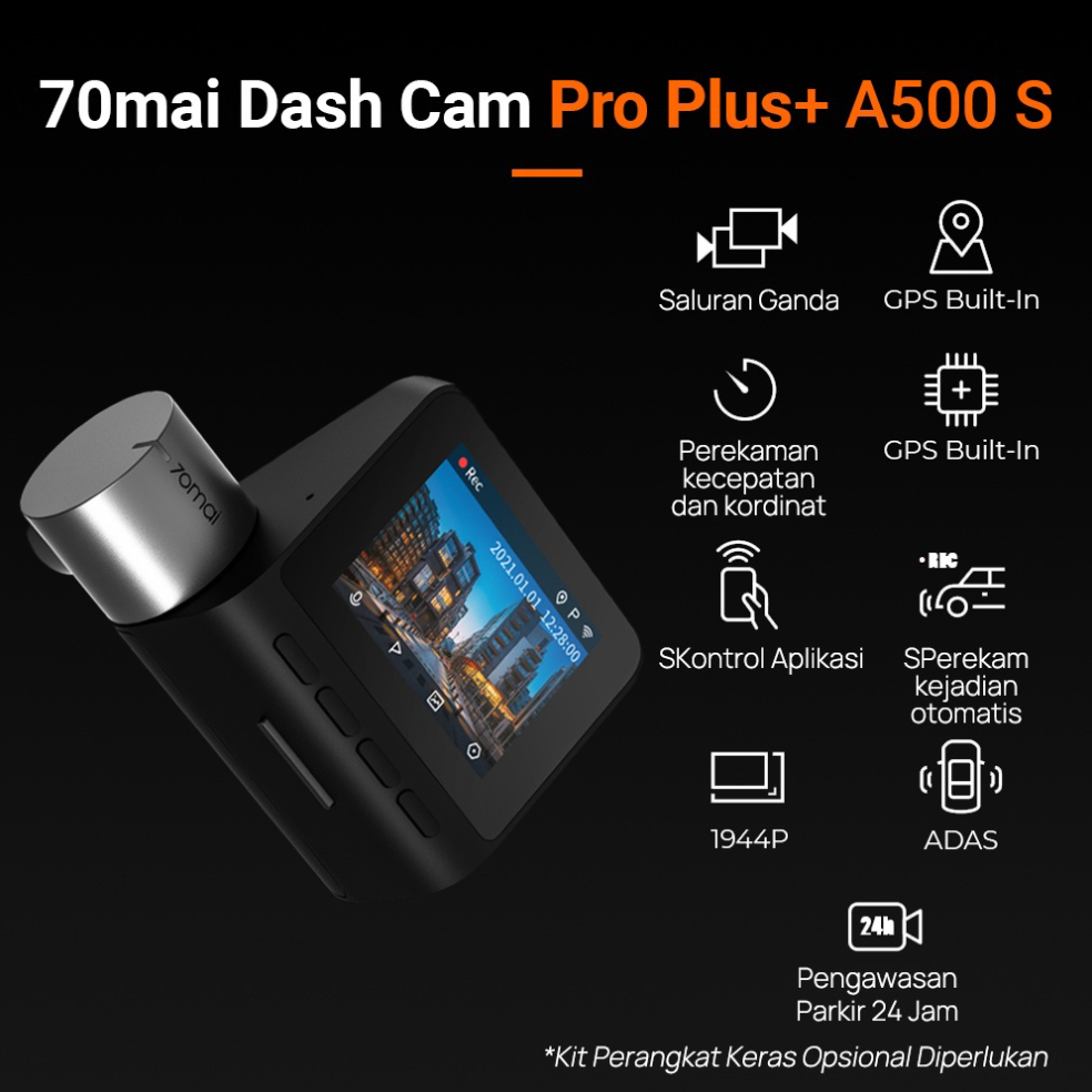 70mai Dash Cam Pro Plus A500S 1944P - GPS ADAS + Rear Set International Version