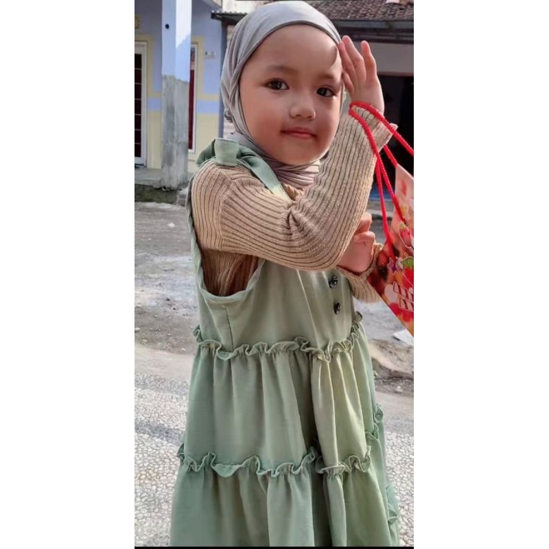 OVERALL JUMSJUIT SANDATAN DRESS ANAK KIDS WANITA BAHAN CRINCLE