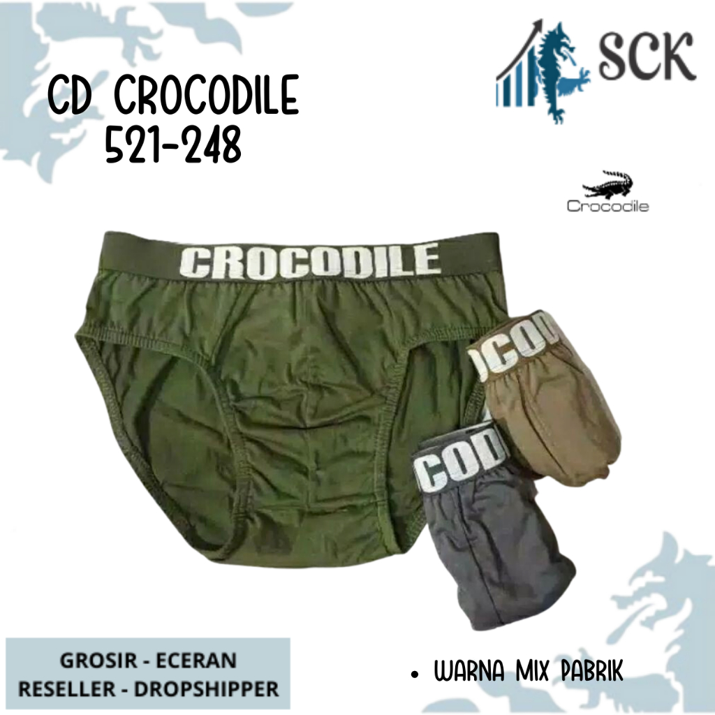 [ISI 3] CD Pria CROCODILE 521-248 Pinggang Karet Boxer / CD Cowok PAKAIAN DALAM Pria - sckmenwear GROSIR