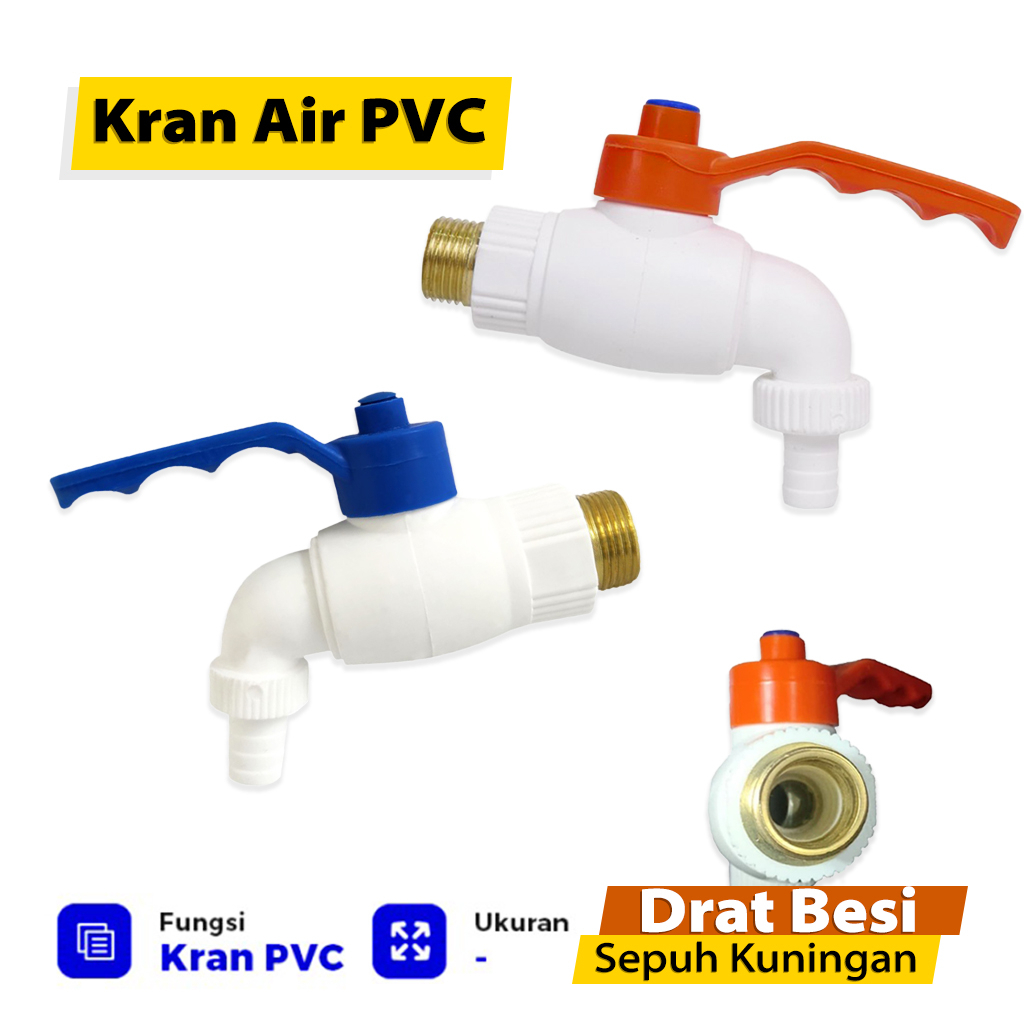 Keran Air Tembok Taman / Kran PVC Jumbo Turkey Drat Kuningan - Kran Tembok PVC Jumbo Keran Air Taman / Engkol Drat Kuningan Tuas Besi
