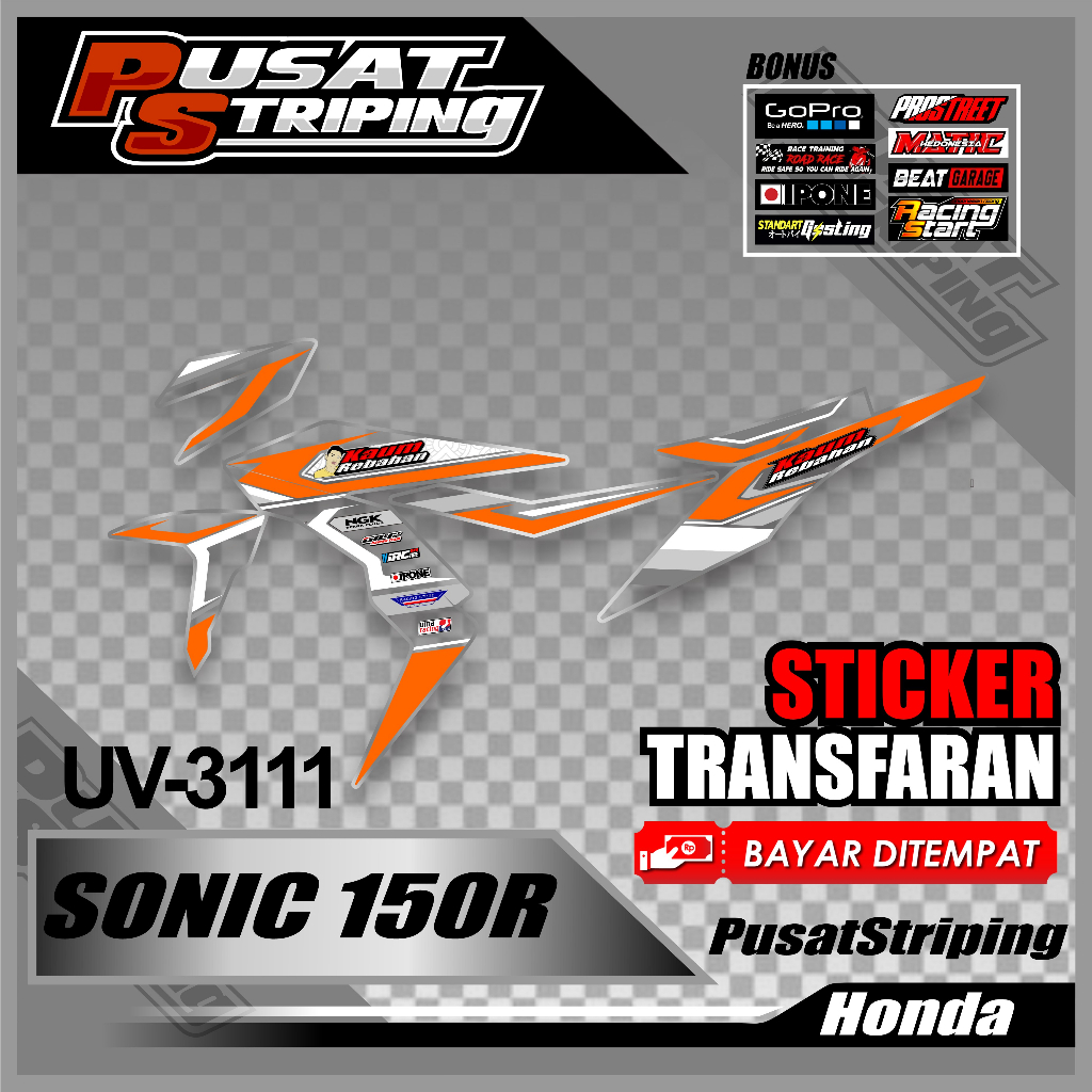 STICKER TRANSPARAN STRIPING SONIC 150R  / STRIPING SONIC / STRIPING SONIC KAUM REBAHAN