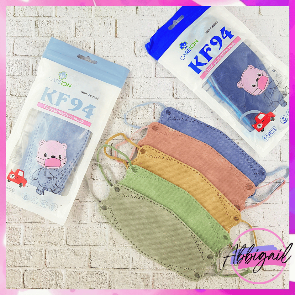 𝘈𝘉𝘎✰ C͏A͏R͏E͏I͏O͏N͏™ MASKER KF94 ANAK HITAM PUTIH 4PLY / Masker KF 94 MODEL KOREA KIDS 4 PLY 10 PCS / MASKER ANAK CAREION SERIES 1007