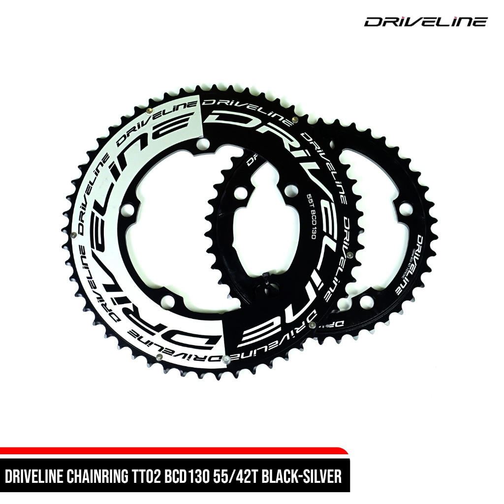 DRIVELINE CHAINRING TT02 BCD130 55/42T BLACK SILVER