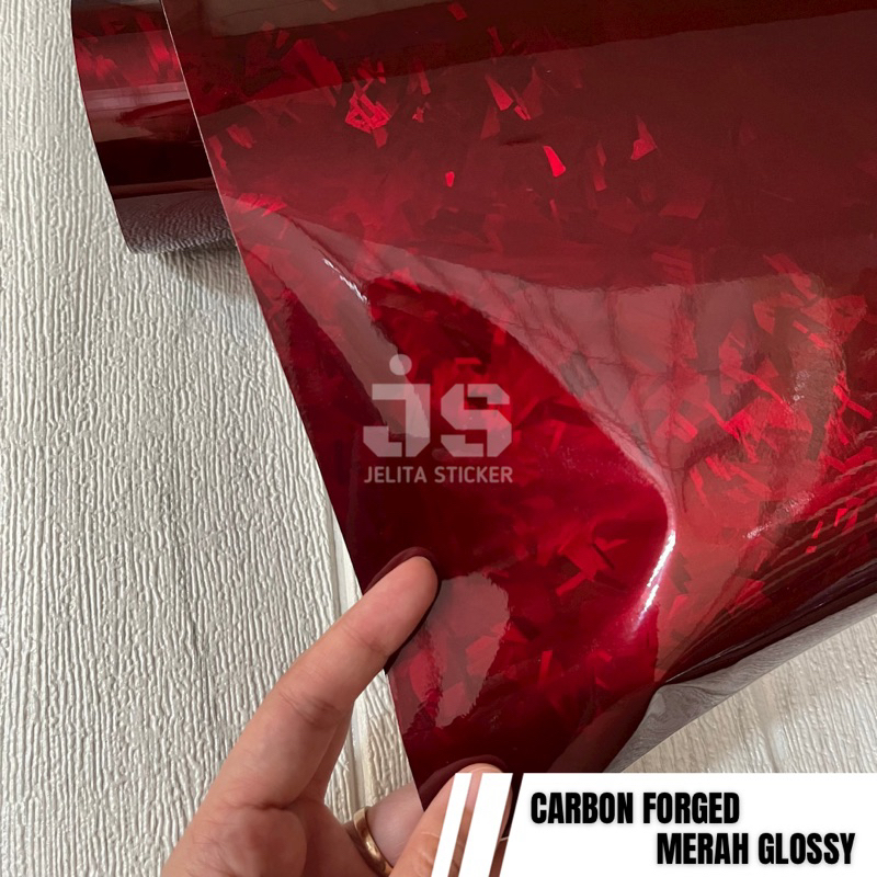 Sticker Carbon Forged Premium Merah Glossy / Skotlet Karbon Forget Merah Glossi