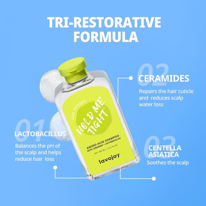 LVJ lavojoy Hold Me Tight Shampoo Conditioner Lazy Sunday | Perawatan Rambut | Anti Rontok | Ceramide | Salicylic Acid | Sampo Rambut Rontok