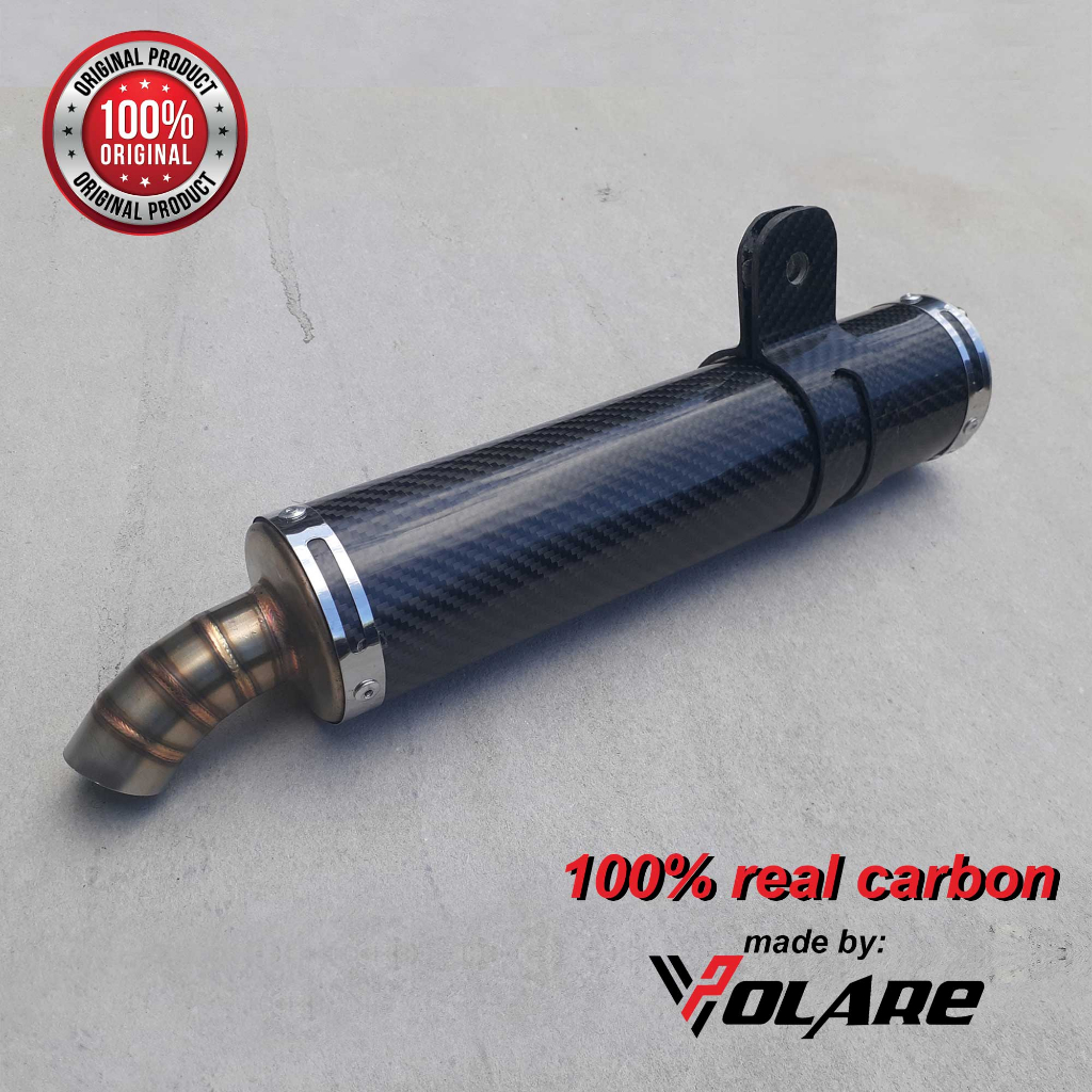Silencer dan Klem Bracket Knalpot Racing Carbon Kevlar Las Cacing motor 2tak, Ninja R atau RR