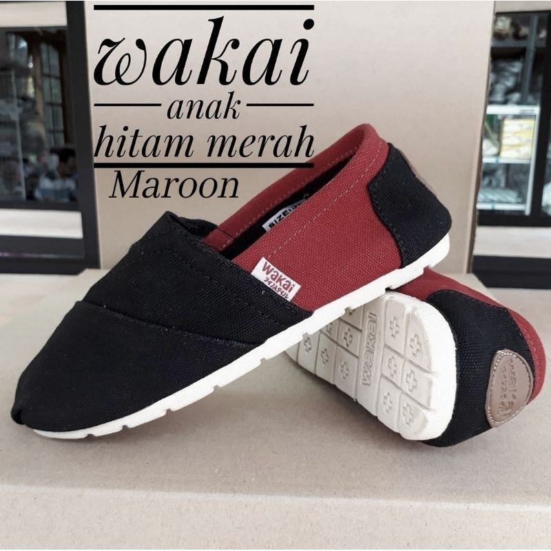 SEPATU SLIP ON WAKAI ANAK HITAM MARON SOL CREAM TERMURAH