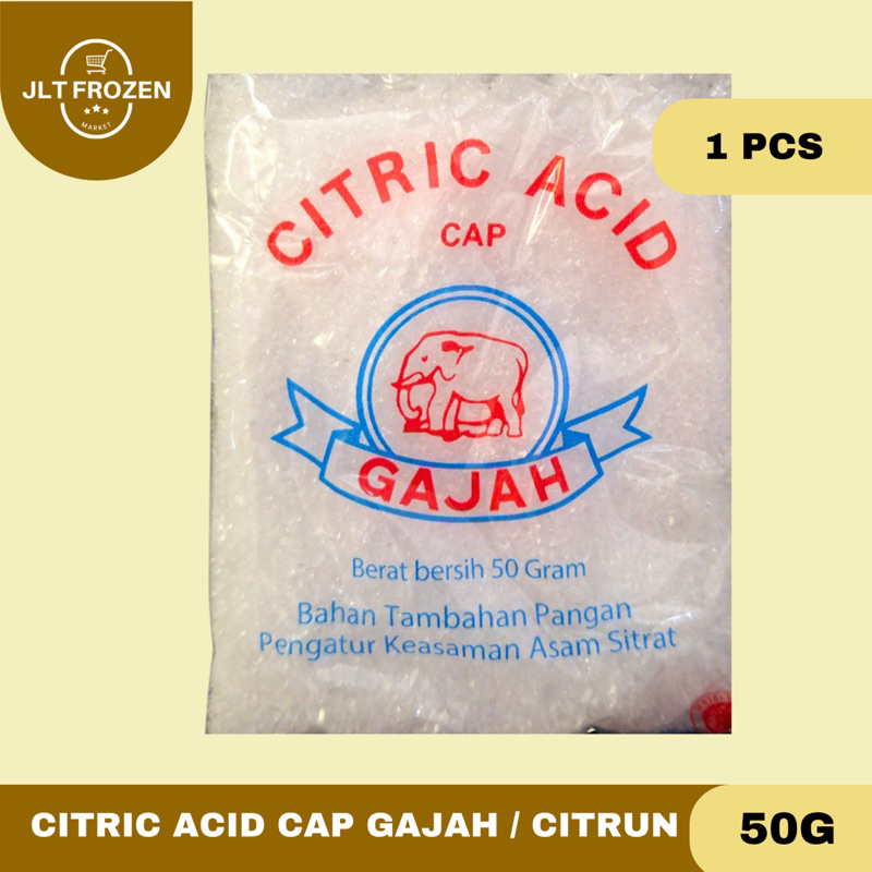 

Citric Acid Cap Gajah / Citrun / Sitrun / Asam Sitrat Sachet 50g - 1 pcs / 10 pcs