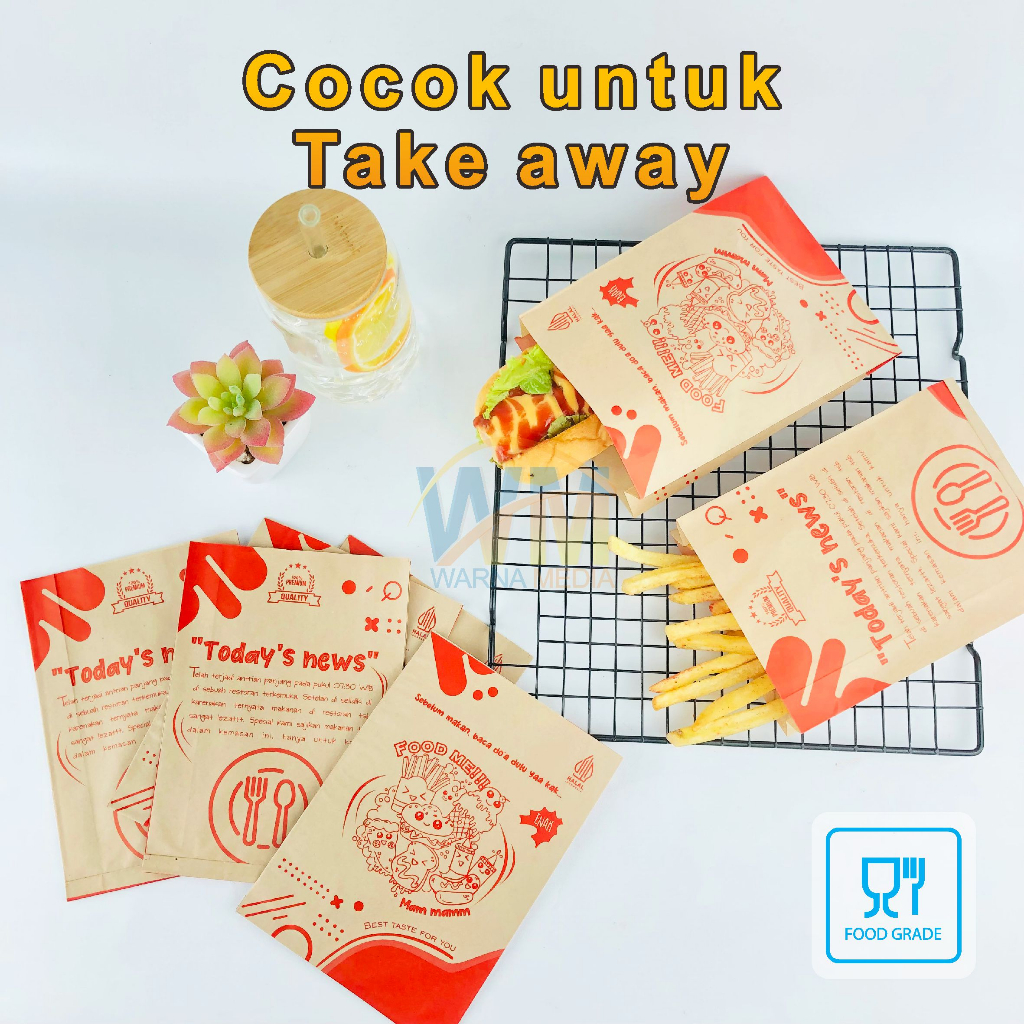 Kantong Kertas Makanan Food Grade / Kantong Cemilan / Kantonng Roti / Paper Bag / Kantong Donat / Kantong Gorengan