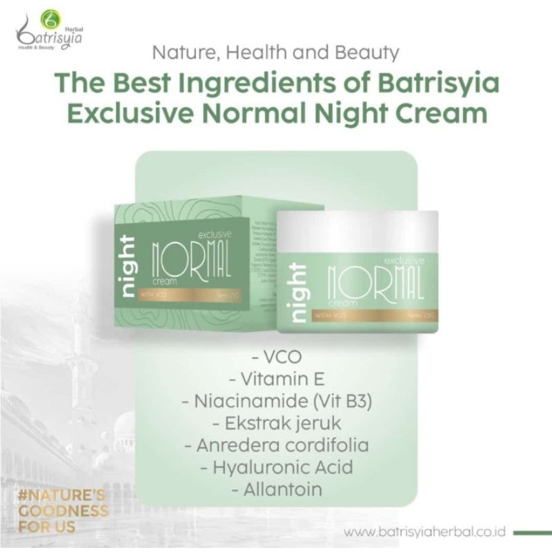 cream EXCLUSIVE NORMAL BATRISYIA batrisya batrisia herbal pemutih wajah glowing bpom day night 15g