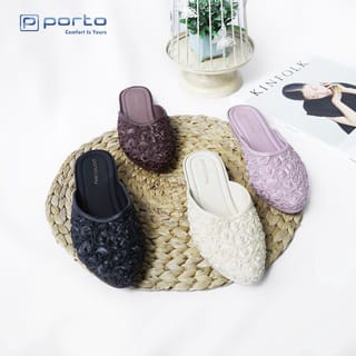 Fashion  Sandal Wedges Wanita Motif Mawar Karet Original PORTO LADY ROSE FREE packing bubble wrap