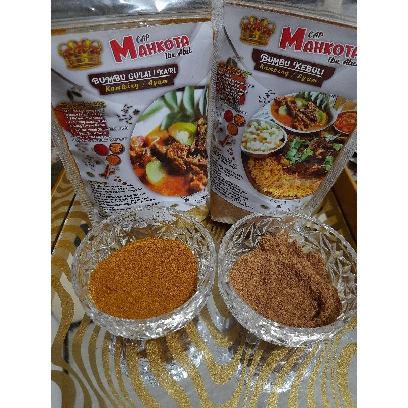 

BUMBU KEBULI DAN GULAI GULE KARI KARE MARAK 1/4KG CAP MAHKOTA IBU ABET