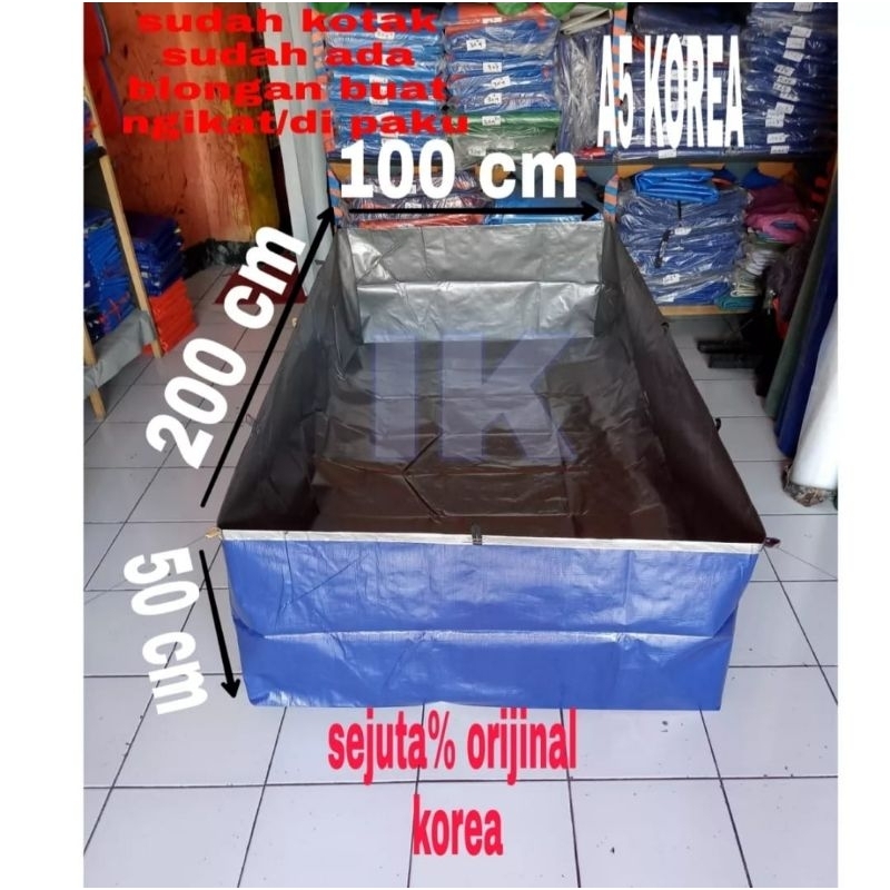 terpal kolam ikan kotak 1x2x50cm a5