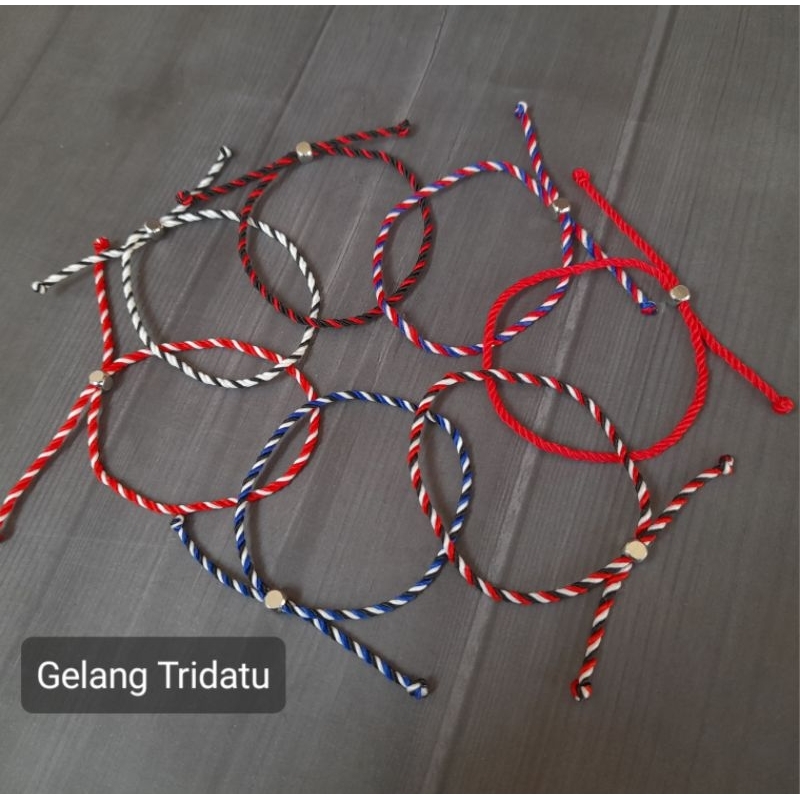 Gelang Tridatu Premium Gelang Tridatu / Gelang Tali / Gelang 3 Warna / Gelang handmade / Gelang couple / Gelang Batu