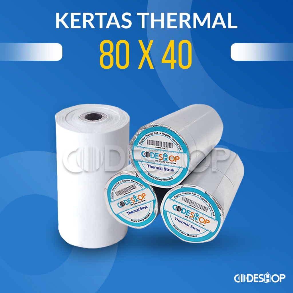 Kertas Thermal Codeshop 80x40 mm - Struk Kasir Printer Bluetooth 80mm