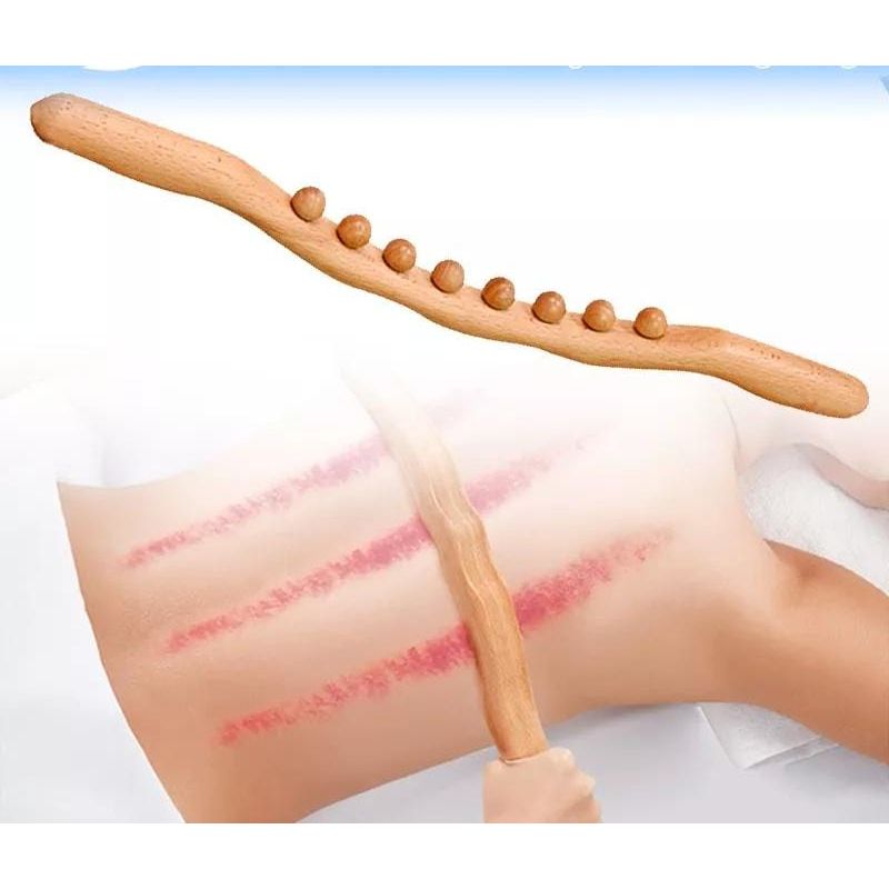 mrcaisen TONGKAT PIJAT KAYU tongkat hua sha bahan kayu alami terapo leher bahu punggung s021